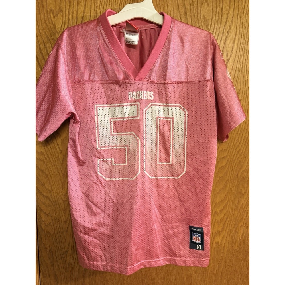Green Bay Packers Pink #50‎ Hawk NFL Jersey Women's XL Breast Cancer Awareness